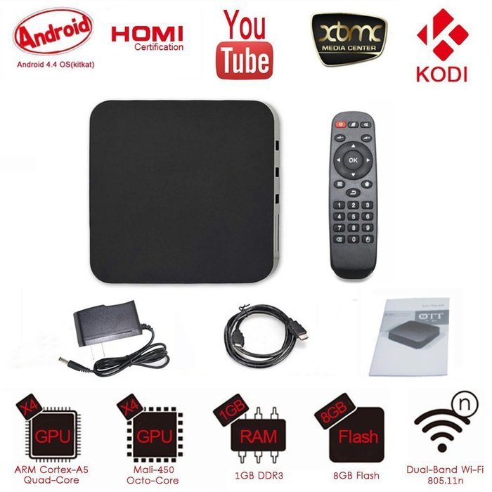 Hieha Tv Box Quad Core KODI (Xbmc) Android 4.4 Amlogic S805 Fully Loaded Wifi 5G Kitkat H.265 1G + 8GB N2
