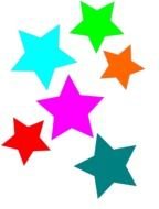 drawn six colorful stars on a white background