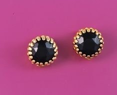 Black Center Bead Goldtone ClipBack Earrings