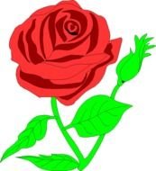 Red 3D Flower with the bright green leaves clipart