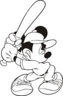Mickey Mouse playing baseball