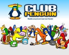 Club Penguin, poster with cartoon characters