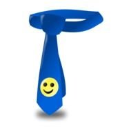 drawn blue tie with a smiley face