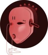 painted pink robot head