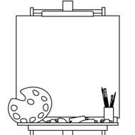 Black and white drawing with painting clipart