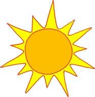 Cartoon warm yellow Sun drawing