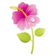 drawn purple flower with dew drops