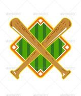 Baseball Crossed Bats Vector
