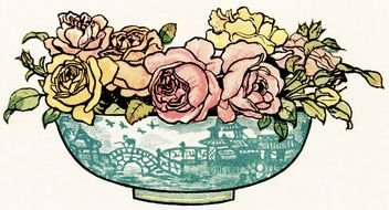 Bouquet Of Flowers In Vase drawing