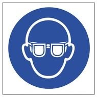 painted man with glasses on a blue sign