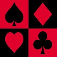 black and red symbols on black and white squares