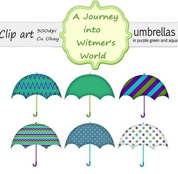 Purple amp Green Umbrella Clip Art