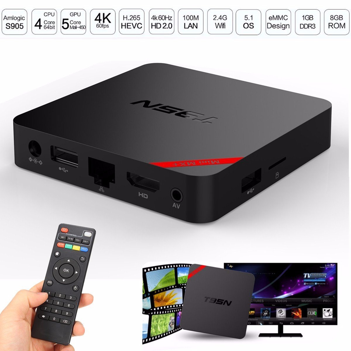 ELEGIANT T95N MX2 Android OS Network Wireless High-definition TV Set ...