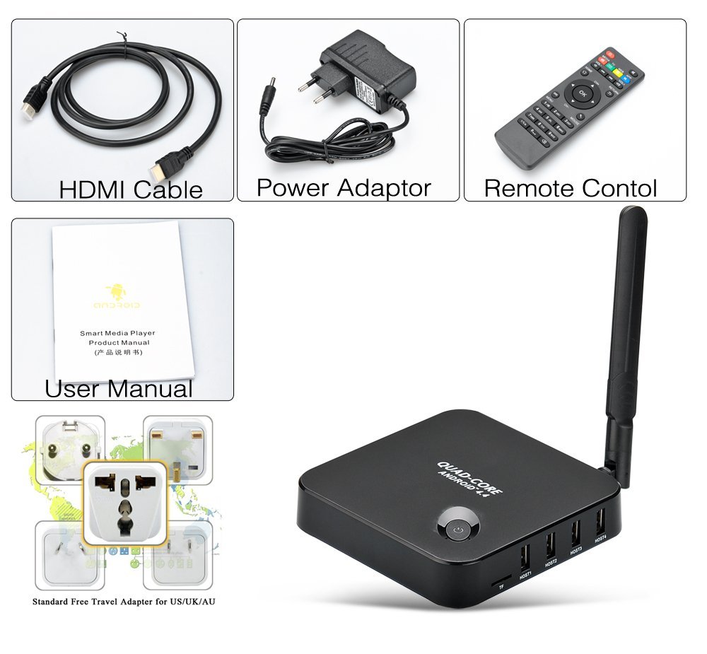 Android 4.4 Smart TV Box - Quad Core RK3128 CPU, 1GB RAM, 8GB Internal ...