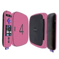 Skinomi TechSkin - Roku 4 Pink Carbon Fiber Full Body Skin / Front &amp; Back Wrap Clear Film / Ultra HD and Anti-Bubble...