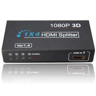 1 In 4 OUT HD 1080P 3D 1.4 HDMI Splitter Duplicator Amplifier Switch AC Adapter
