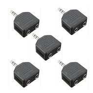 BephaMart 5PCS 3.5mm Aux Stereo Splitter Earphone Headphone 1 to 2 Earbuds Double Plug Adapter