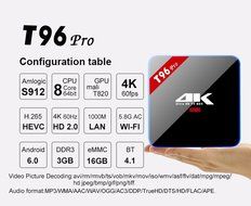 T96 Pro Android TV Box Amlogic S912 Octa-Core 3GB/16GB Android 6.0 KODI 16.0 WiFi 2.4G/5.8G LAN 1000M Bluetooth... N2