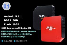 Android 5.1.1 TV Box M8S Plus Xbmc KODI (15.2) 4Kx2K Amlogic S905 Quad-core 2GB/16GB Built-in WiFi Bluetooth 4.0... N8