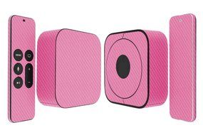 Skinomi TechSkin - Apple TV 2015 (4th Gen) Pink Carbon Fiber Full Body Skin / Front &amp; Back Wrap Clear Film / Ultra...