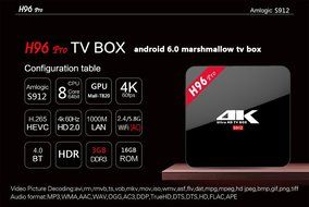 Android 6.0 Amlogic S912 Octa Core Marshmallow 3G 16GB H96 PRO TV BOX H.265 4K UHD 3D Kodi 17.0 Pre-installed...