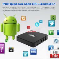 Docooler H96 plus Smart Android TV Box Android 5.1 Lollipop S905 Quad-Core 2GB / 16GB KODI 16.1 H.265 UHD 4K 2.4G... N4