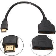 BephaMart 1080P HDMI Port Male to 2 Female 1 In 2 Out Converter Splitter Cable Adapter