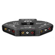 Black 3 Way Port Audio Video AV RCA Switch Selector Box Splitter &amp; 3 RCA Cable