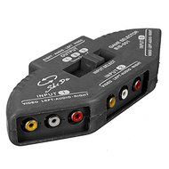 Black 3 Way Port Audio Video AV RCA Switch Selector Box Splitter &amp; 3 RCA Cable N4