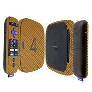 Skinomi TechSkin - Roku 4 Gold Carbon Fiber Full Body Skin / Front &amp; Back Wrap Clear Film / Ultra HD and Anti-Bubble...