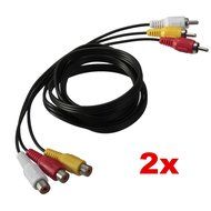 BephaMart 2Pcs 1.5m 5ft 3 RCA Male to Female Audio Composite Extension Video Cable Jack Adapter