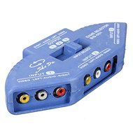 BephaMart Blue 3 Way Port Audio Video AV RCA Switch Selector Box Splitter N3