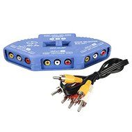 BephaMart Blue 3 Way Port Audio Video AV RCA Switch Selector Box Splitter N7