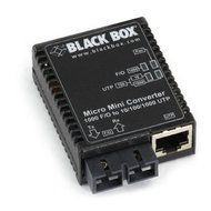 Black Box Micro Mini Media Converter, 10-/100-/1000-Mbps Copper to 1000-Mbps Duplex Fiber, Single-mode, 1310-nm...