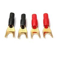 BephaMart 4 Pcs Gold Plated Tuning Fork Banana Y Spade Plug Solderless Speaker Cable Power