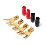 BephaMart 4 Pcs Gold Plated Tuning Fork Banana Y Spade Plug Solderless Speaker Cable Power N4