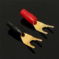BephaMart 4 Pcs Gold Plated Tuning Fork Banana Y Spade Plug Solderless Speaker Cable Power N6