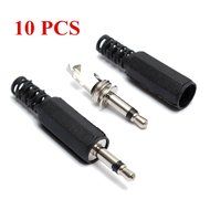 BephaMart 10Pcs 3.5mm Mono Male Headset Plug Jack Audio Adaptor Connectors Solder Black