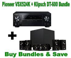 Pioneer VSX-524-K Audio and Video Component Receivers + Klipsch HDT-600 Home Theater System Bundle