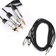 BephaMart 3m Premium 3.5mm Gold Plated Stereo Male To 2 RCA Male Music Audio OFC Cable MP3