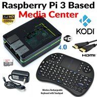 Raspberry Pi 3 Based - Extreme Xbmc Kodi Media Center - Black Case - Bundle with Wireless Keyboard/Touchpad