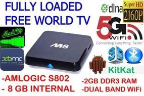 USA-SUPERMART M8 Amlogic S802 Quad Core Cortex A9 2.0GHz Bluetooth 2.4G/5G Dual Wifi XBMC Streaming Player 4K...