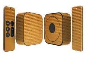 Skinomi TechSkin - Apple TV 2015 (4th Gen) Gold Carbon Fiber Full Body Skin / Front &amp; Back Wrap Clear Film / Ultra...