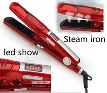 professional red magic shine ionic steam hair straightener flat iron 110V-240V European plug N4