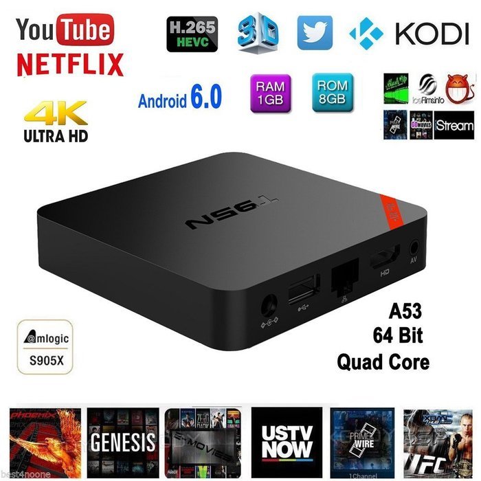 HUBEE T95N Android 5.1 TV Box Amlogic S905X Quad Core 1GB 8GB 3D Wifi HDMI Kodi 16.0 Fully Loaded HD 4K 1080P... N2