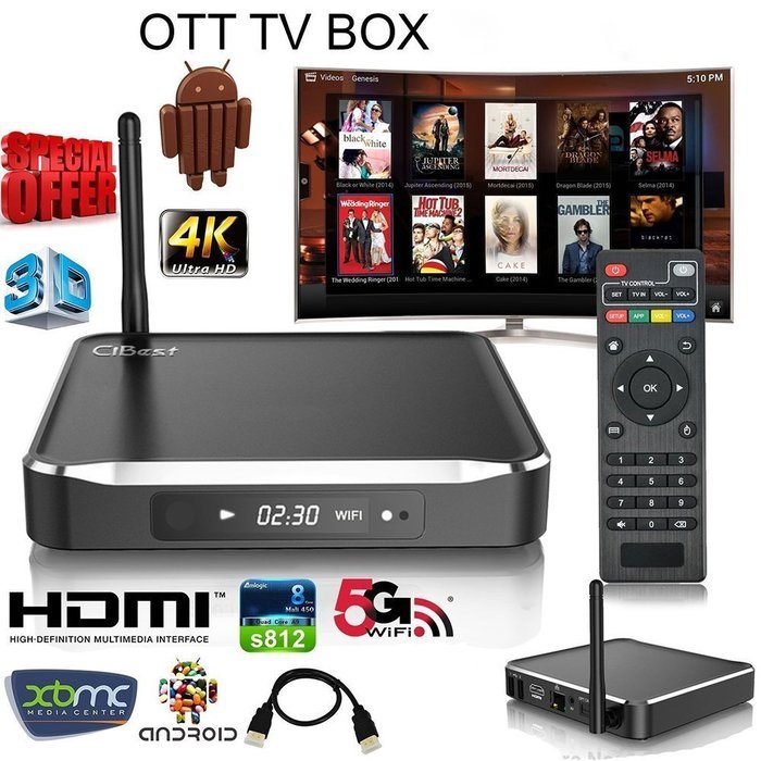 CiBest Android TV Box Android&nbsp;4.4&nbsp;Kikat Amlogic&nbsp; s812&nbsp;Quad&nbsp;core&nbsp;Cortex&nbsp;A9r4&nbsp;2GHz UHD 4K 3D-HD 1080p Fully Loaded... N2