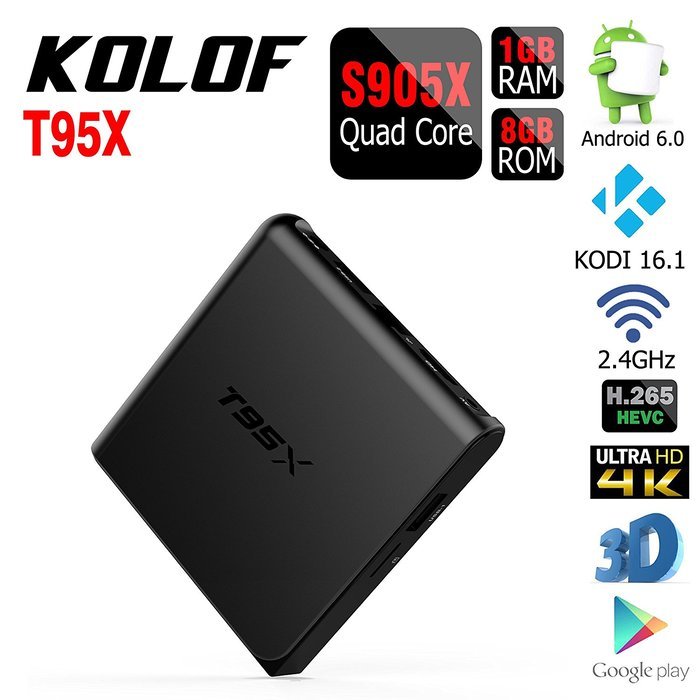 KOLOF S905X T95X TV BOX Android 6.0 KODI 16.1 1G 8G Quad Core Set Top Box