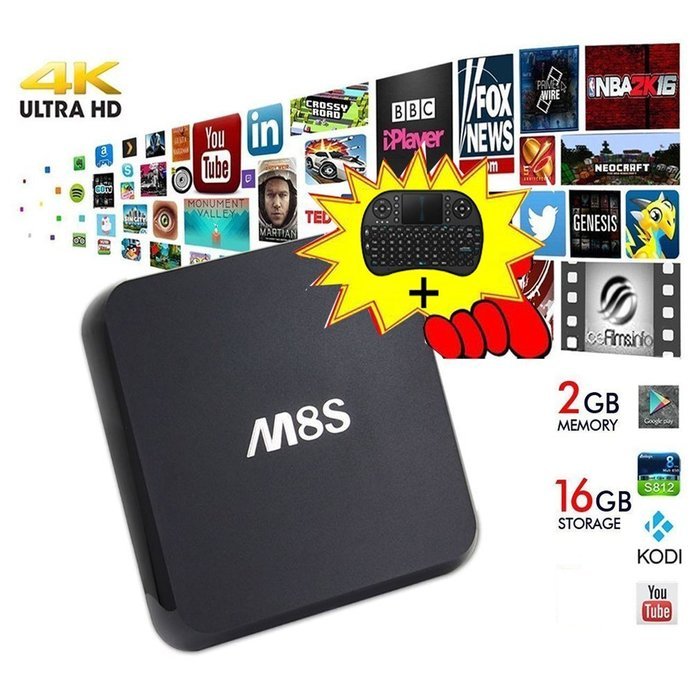 REDGO 4K XBMC KODi Full HD M8S Android Dual band 2.4G/5G wifi TV Box 2G RAM 8G ROM Quad Core Amlogic S812 Chipset... N8