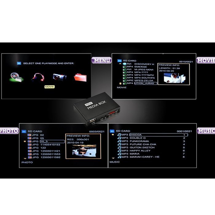 Mini HD Media Box Player, Full HD 720P Playback via HDMI - Play Movies/Pictures/Files directly on your TV N8