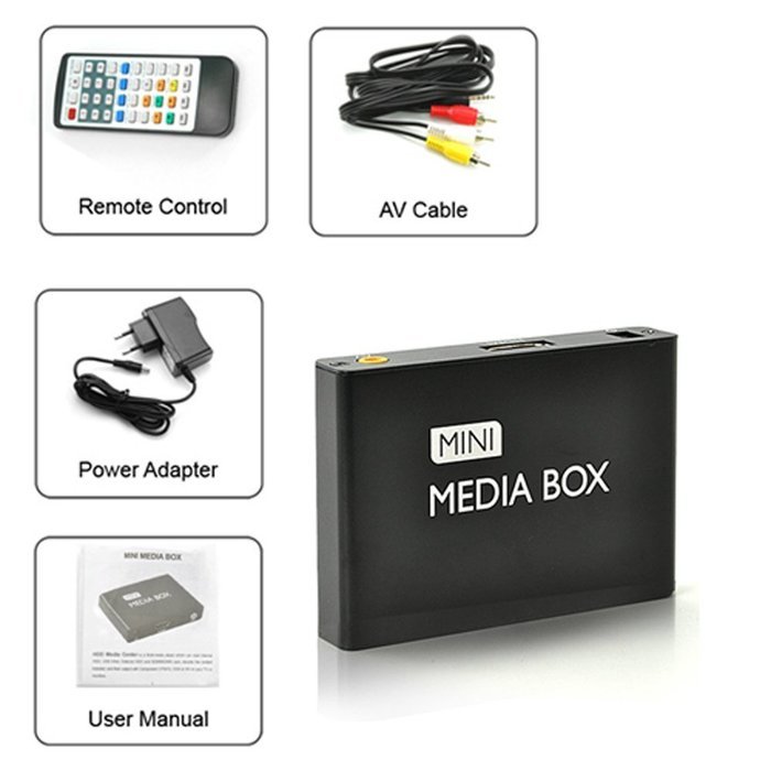Mini HD Media Box Player, Full HD 720P Playback via HDMI - Play Movies/Pictures/Files directly on your TV N9